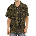 Black And Gold African Afro Print Aloha Shirt