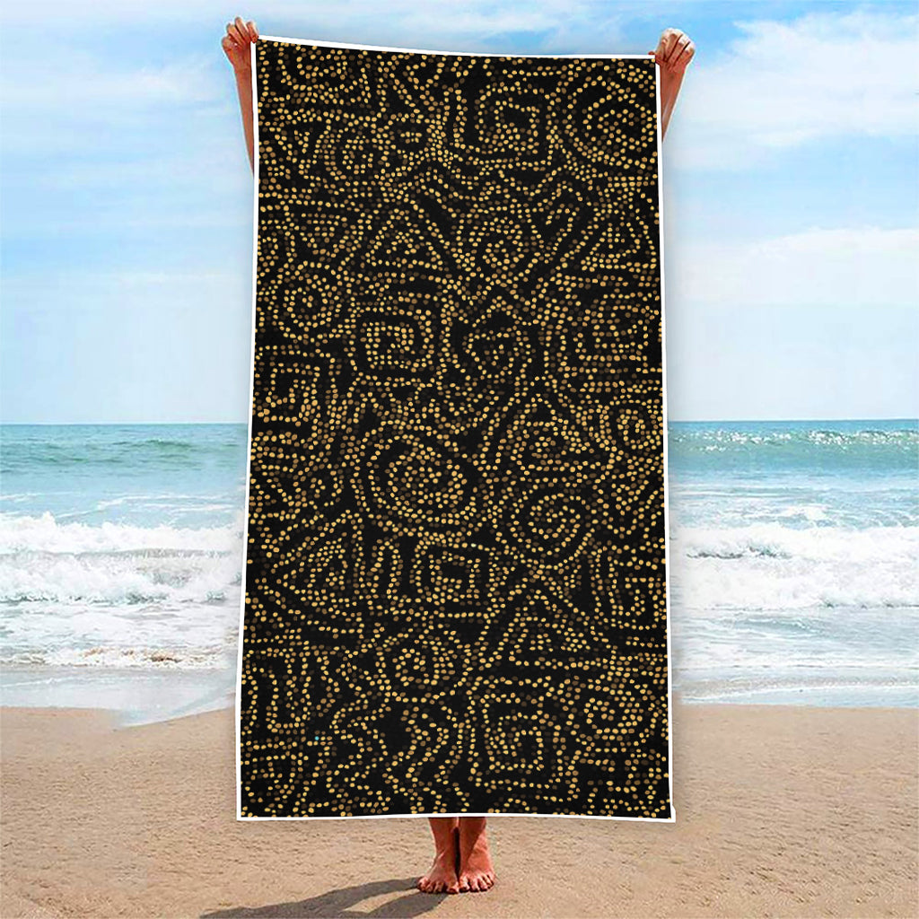 Black And Gold African Afro Print Beach Towel