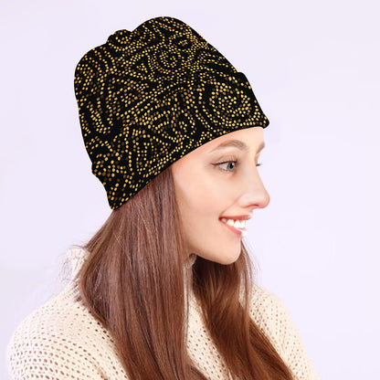 Black And Gold African Afro Print Beanie