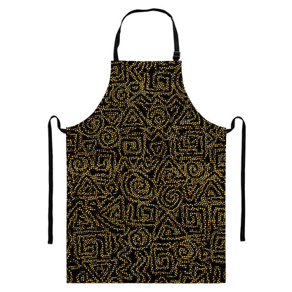 Black And Gold African Afro Print Bib Apron With Pocket