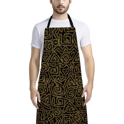 Black And Gold African Afro Print Bib Apron With Pocket
