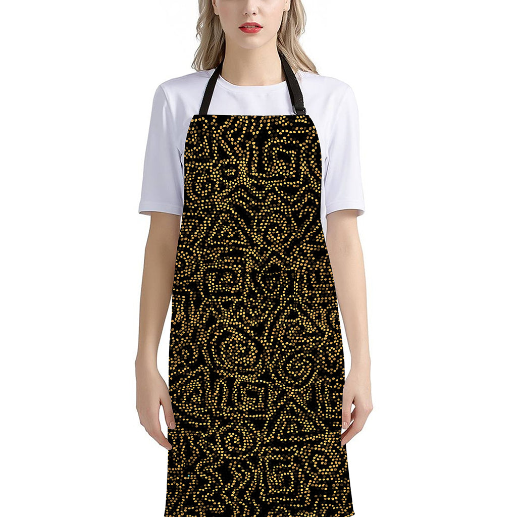 Black And Gold African Afro Print Bib Apron With Pocket