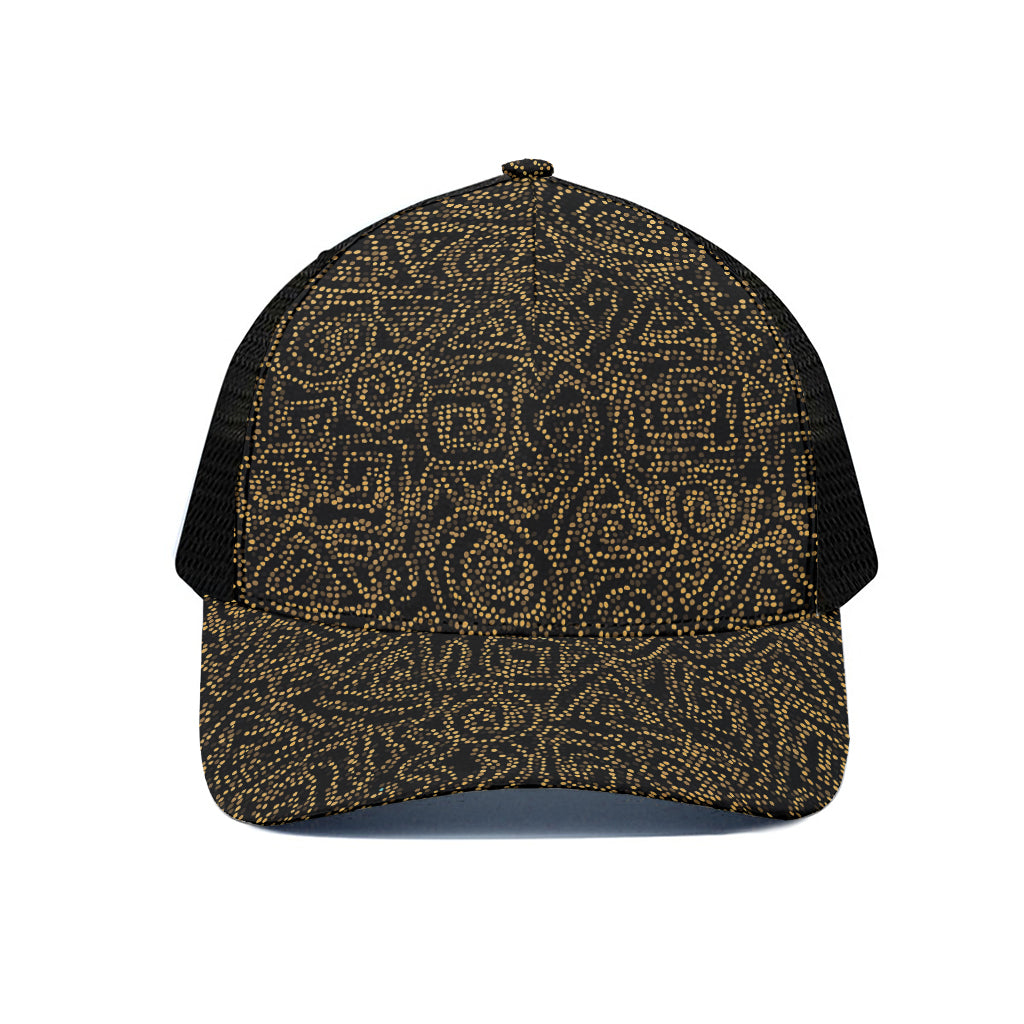 Black And Gold African Afro Print Black Mesh Trucker Cap