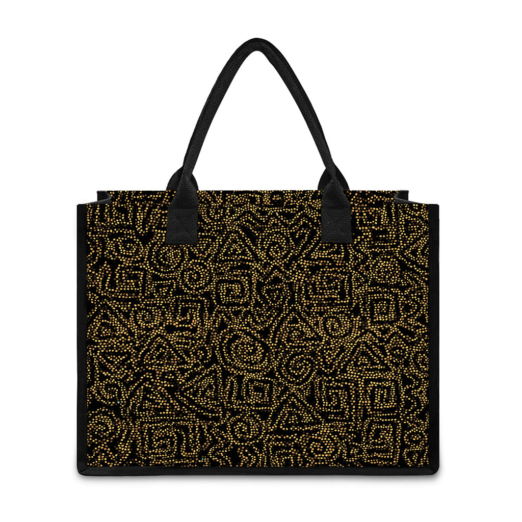 Black And Gold African Afro Print Canvas Tote Bag