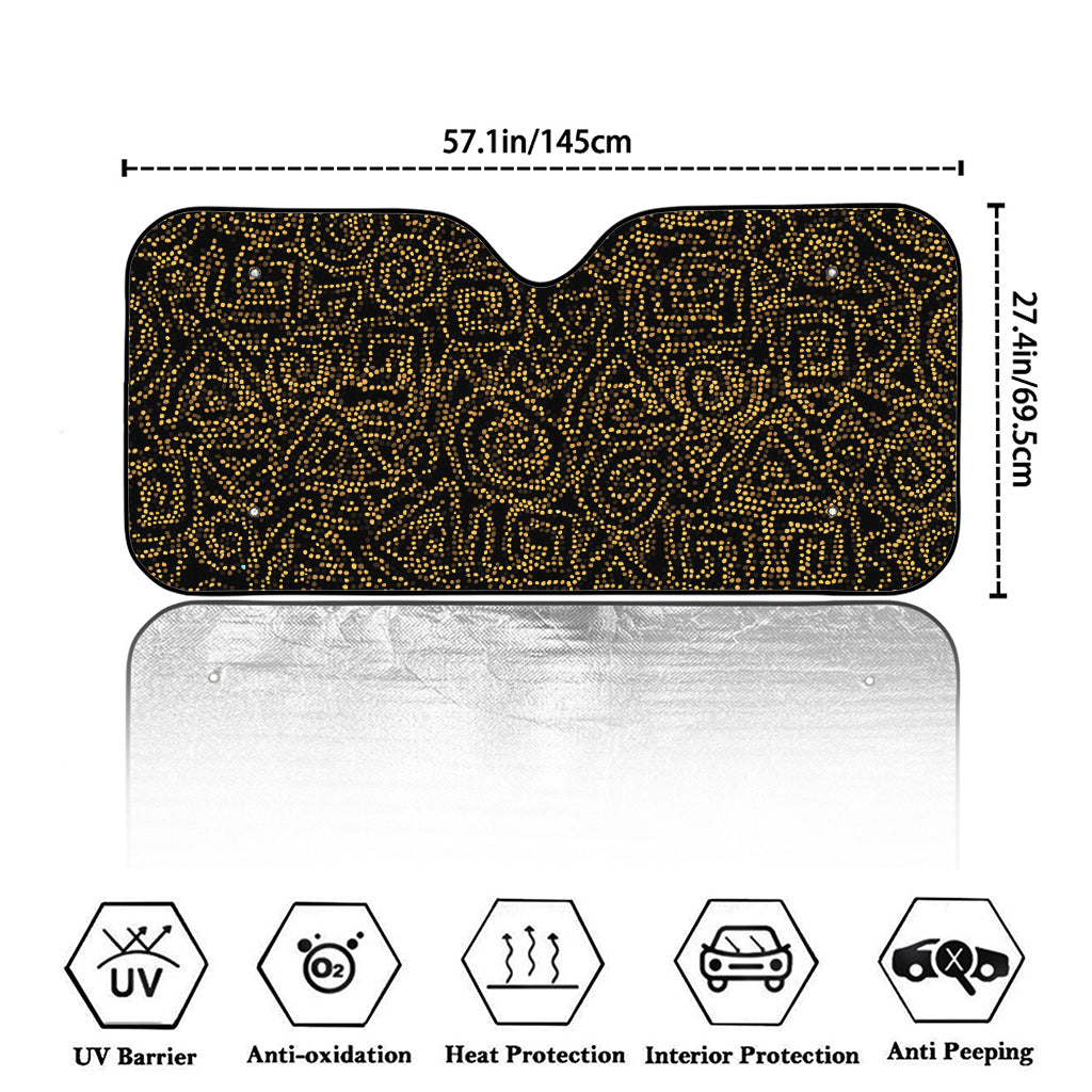 Black And Gold African Afro Print Car Windshield Sun Shade