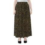 Black And Gold African Afro Print Chiffon Maxi Skirt