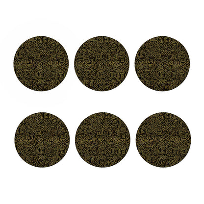 Black And Gold African Afro Print Coaster Set