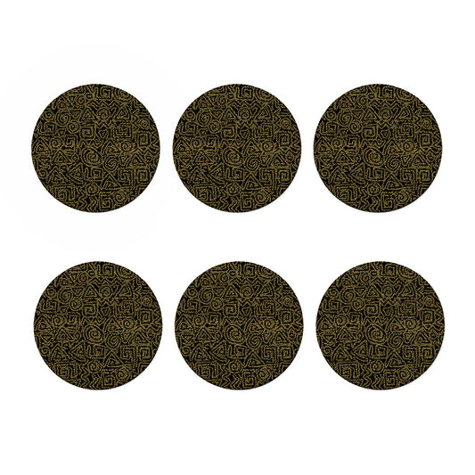 Black And Gold African Afro Print Coaster Set