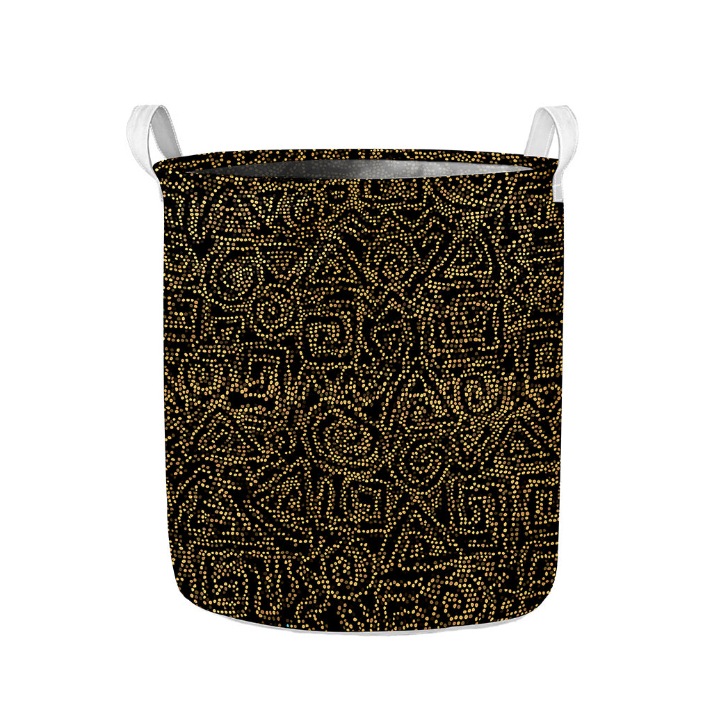 Black And Gold African Afro Print Collapsible Laundry Basket