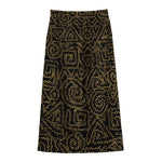 Black And Gold African Afro Print Cotton Front Slit Maxi Skirt