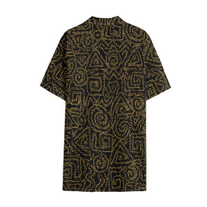 Black And Gold African Afro Print Cotton Hawaiian Shirt