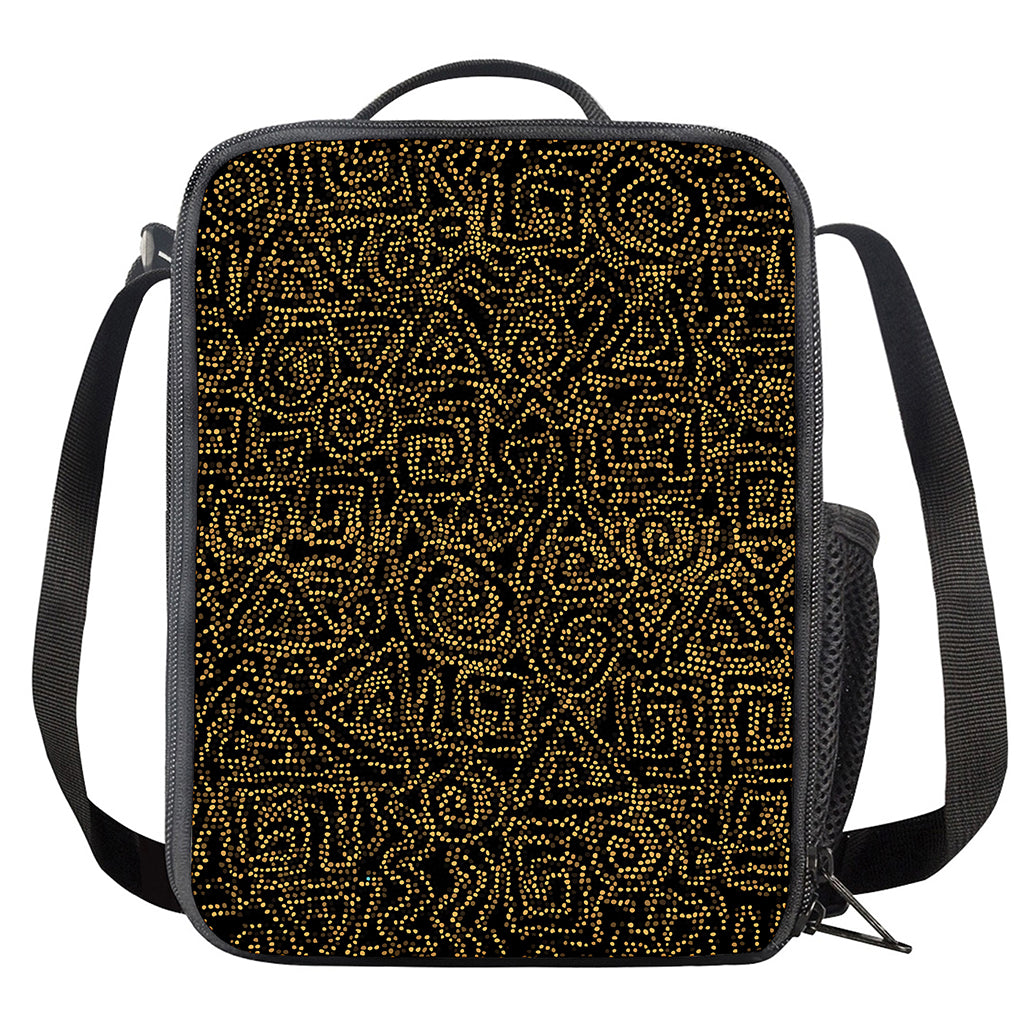 Black And Gold African Afro Print Crossbody Lunch Bag