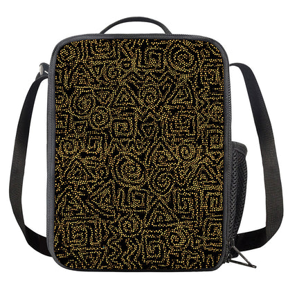 Black And Gold African Afro Print Crossbody Lunch Bag