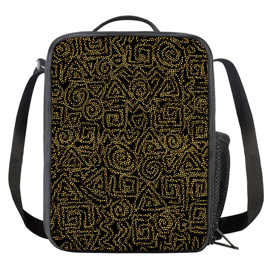 Black And Gold African Afro Print Crossbody Lunch Bag