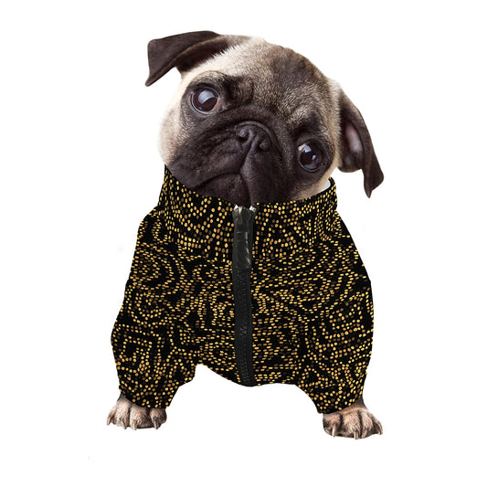 Black And Gold African Afro Print Dog Zip Up Jacket