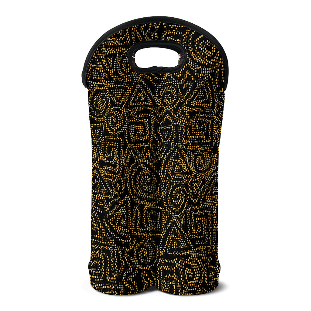 Black And Gold African Afro Print Double Neoprene Wine Tote