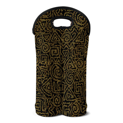 Black And Gold African Afro Print Double Neoprene Wine Tote