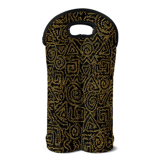 Black And Gold African Afro Print Double Neoprene Wine Tote