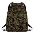 Black And Gold African Afro Print Drawstring Backpack