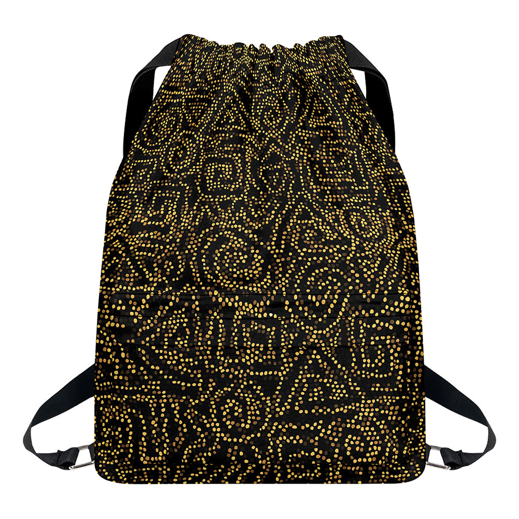 Black And Gold African Afro Print Drawstring Backpack