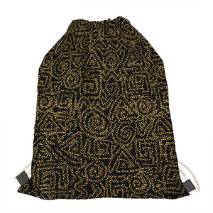 Black And Gold African Afro Print Drawstring Bag