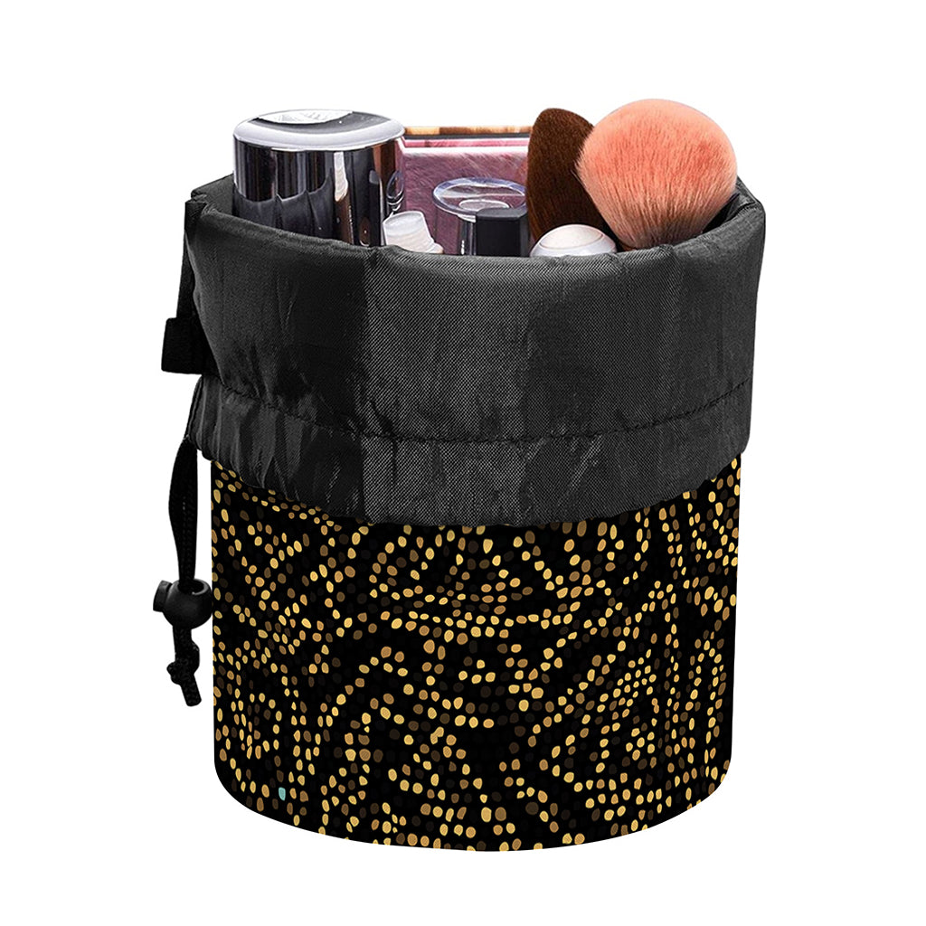 Black And Gold African Afro Print Drawstring Makeup Bag