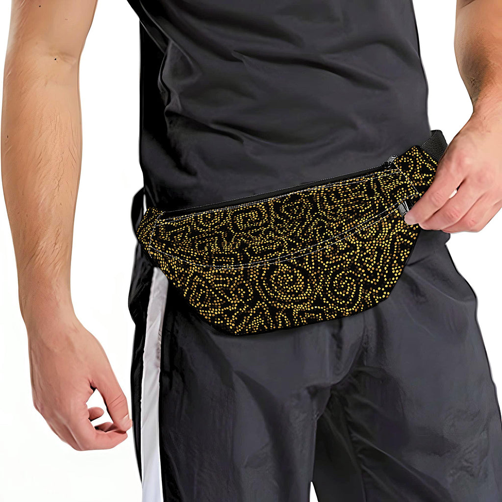 Black And Gold African Afro Print Fanny Pack