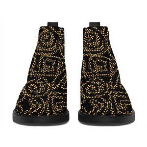 Black And Gold African Afro Print Flat Ankle Boots