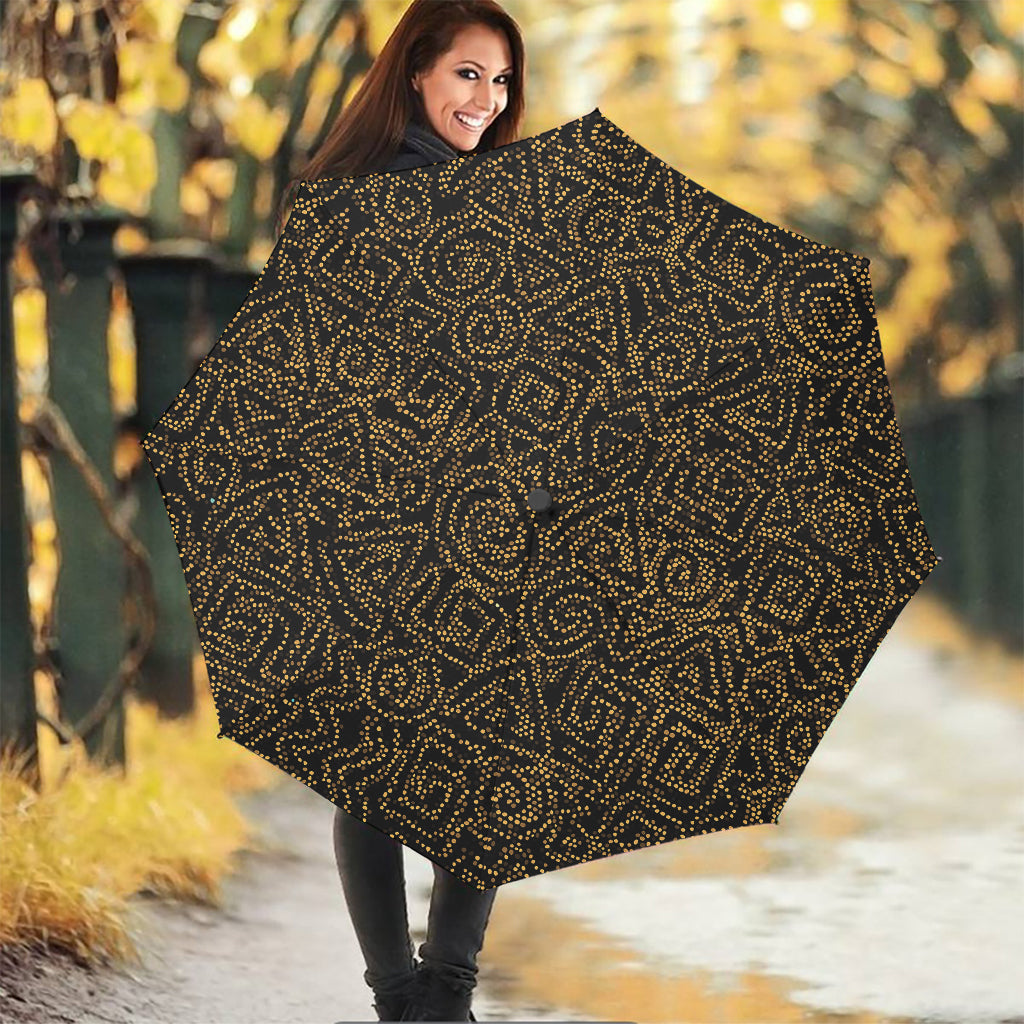 Black And Gold African Afro Print Foldable Umbrella