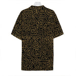 Black And Gold African Afro Print Hawaiian Shirt