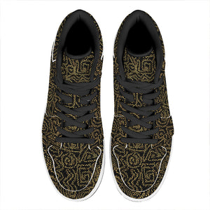 Black And Gold African Afro Print High Top Leather Sneakers