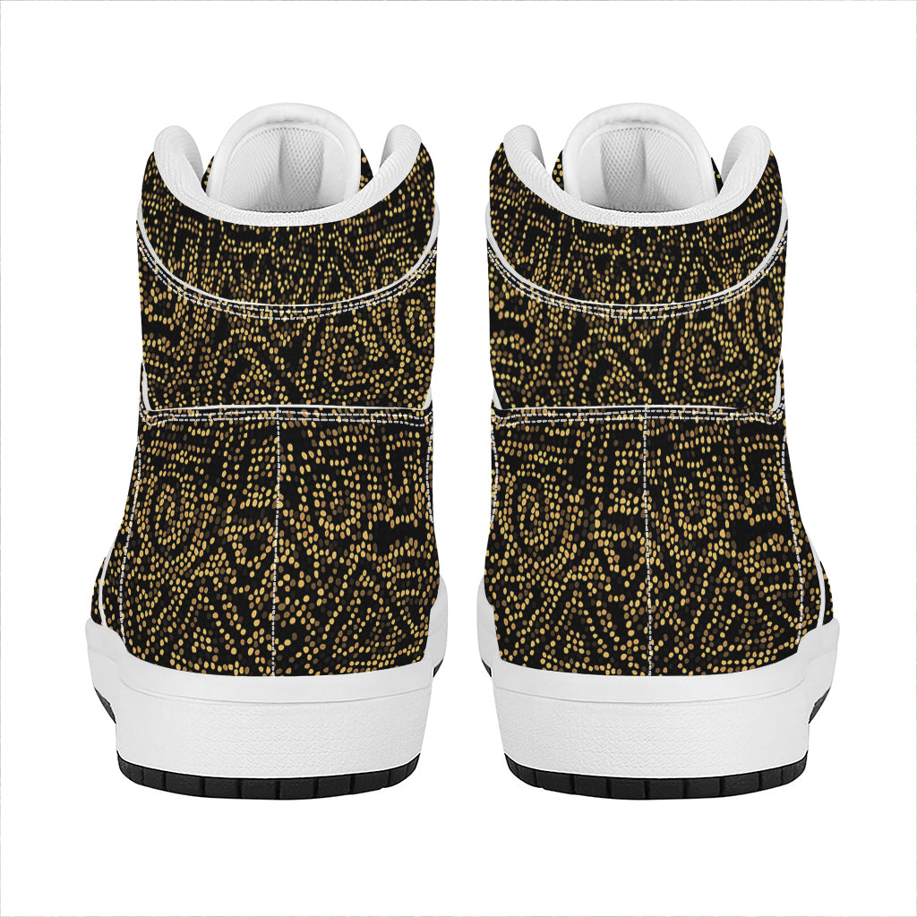 Black And Gold African Afro Print High Top Leather Sneakers