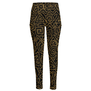 Black And Gold African Afro Print High-Waisted Pocket Leggings