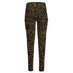 Black And Gold African Afro Print High-Waisted Pocket Leggings