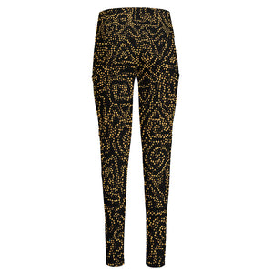 Black And Gold African Afro Print High-Waisted Pocket Leggings