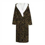 Black And Gold African Afro Print Hooded Bathrobe