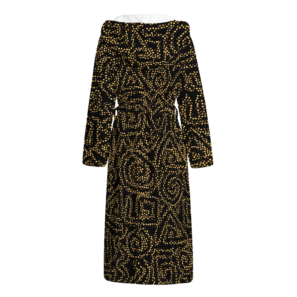 Black And Gold African Afro Print Hooded Bathrobe