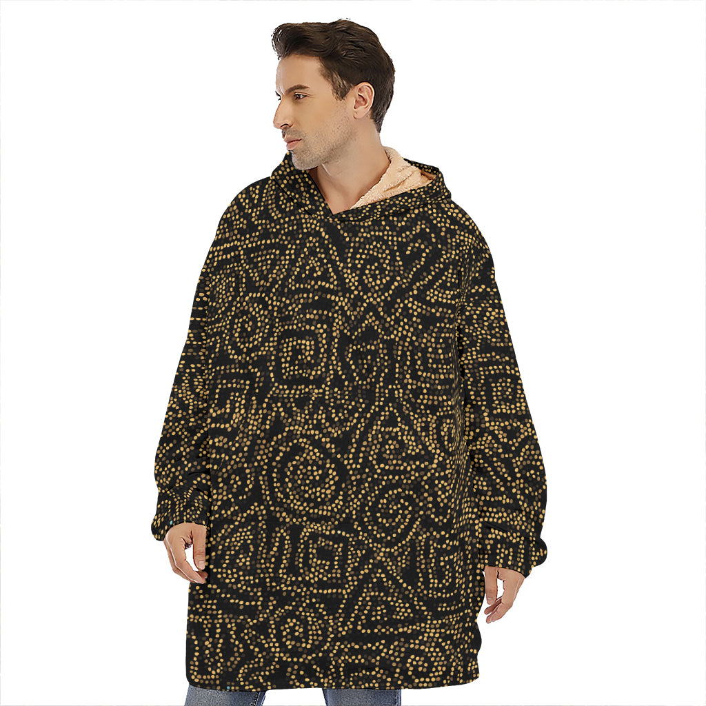 Black And Gold African Afro Print Hoodie Blanket