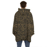 Black And Gold African Afro Print Hoodie Blanket