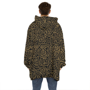 Black And Gold African Afro Print Hoodie Blanket