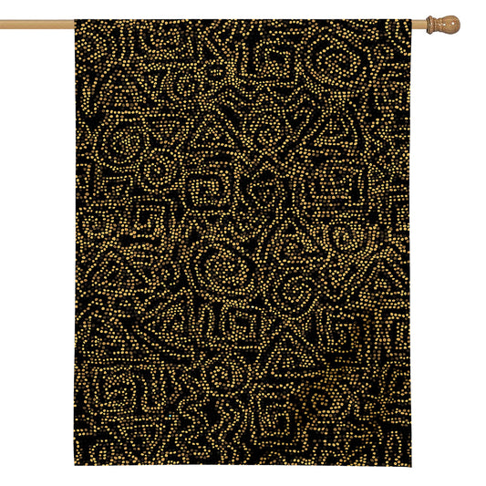 Black And Gold African Afro Print House Flag