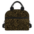 Black And Gold African Afro Print Insulated Lunch Bag