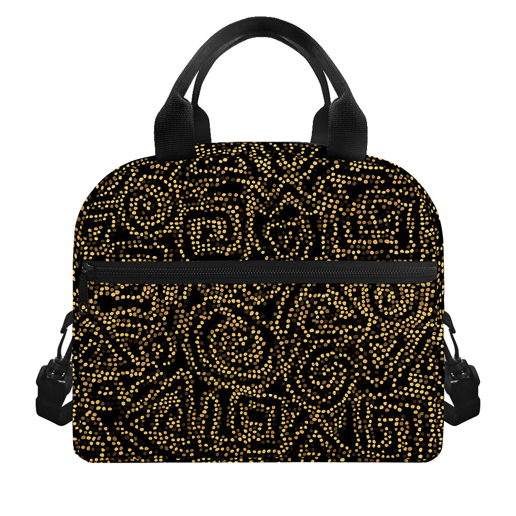 Black And Gold African Afro Print Insulated Lunch Bag