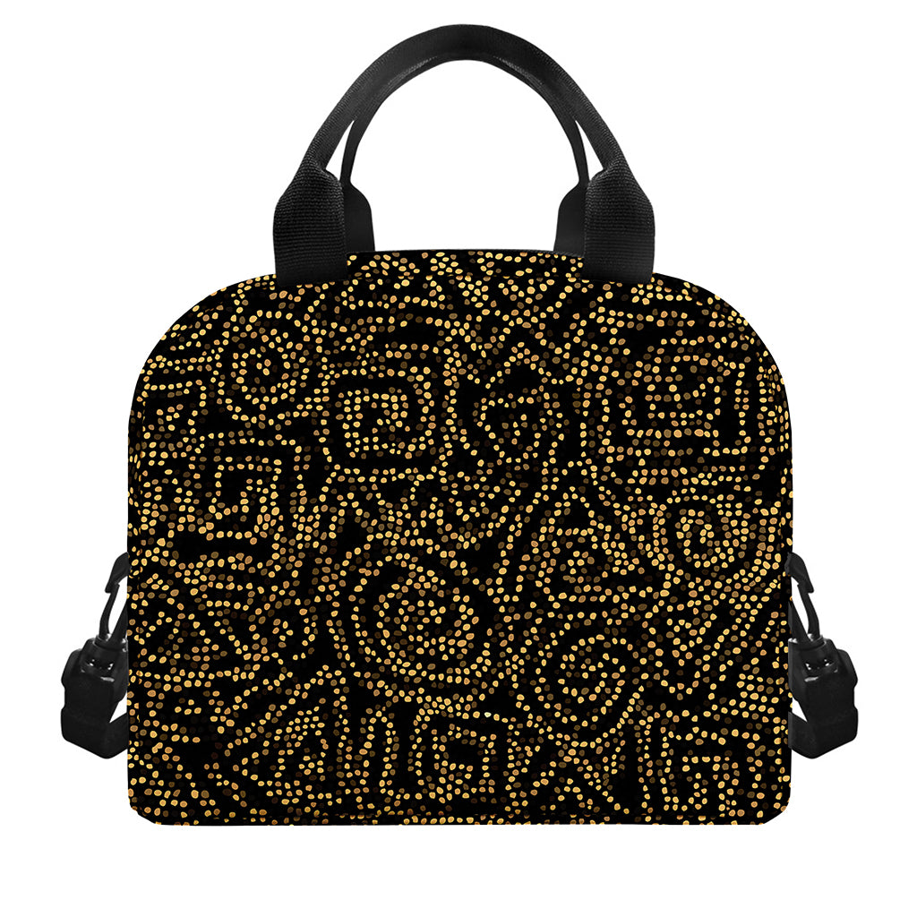 Black And Gold African Afro Print Insulated Lunch Bag