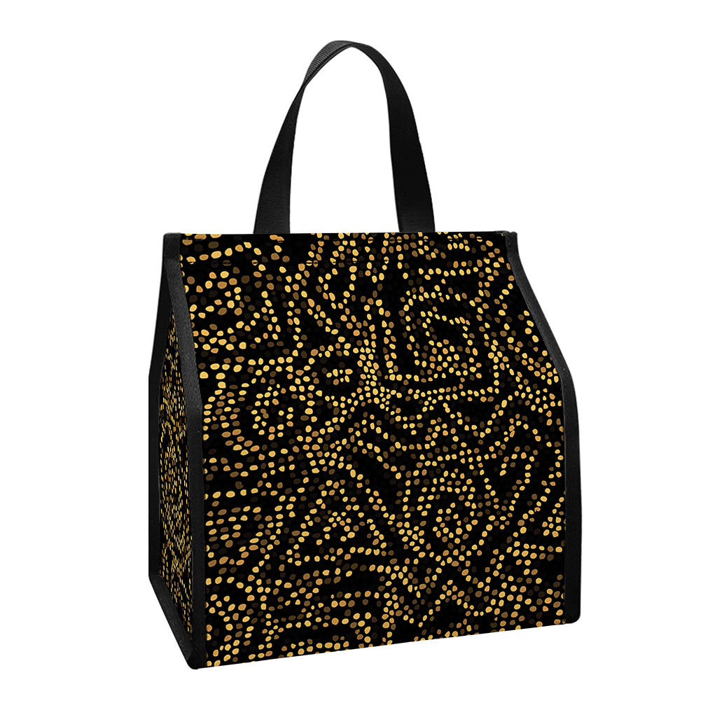 Black And Gold African Afro Print Insulated Lunch Tote