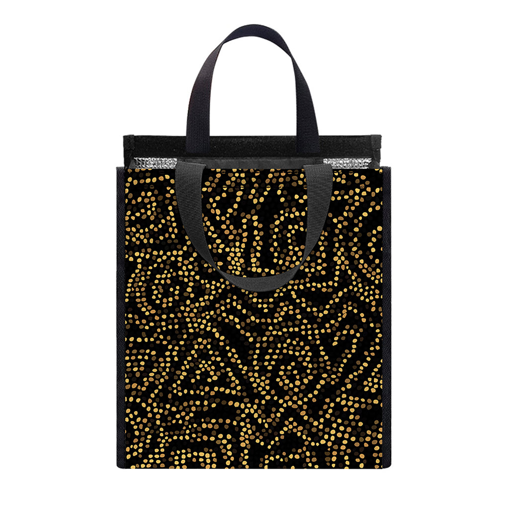 Black And Gold African Afro Print Insulated Lunch Tote