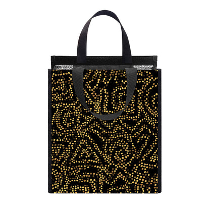 Black And Gold African Afro Print Insulated Lunch Tote