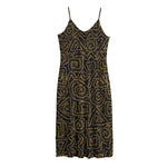 Black And Gold African Afro Print Jersey Midi Cami Dress