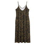 Black And Gold African Afro Print Jersey Midi Cami Dress