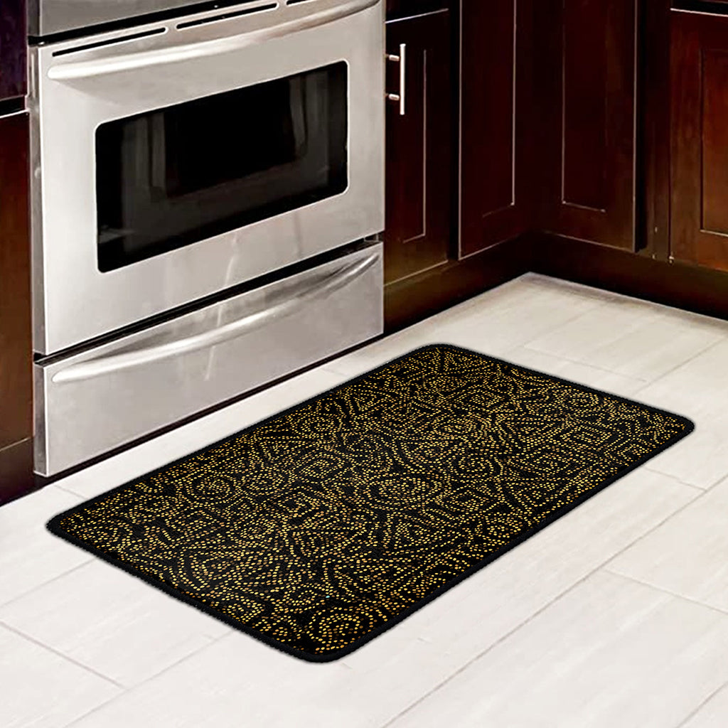 Black And Gold African Afro Print Kitchen Mat